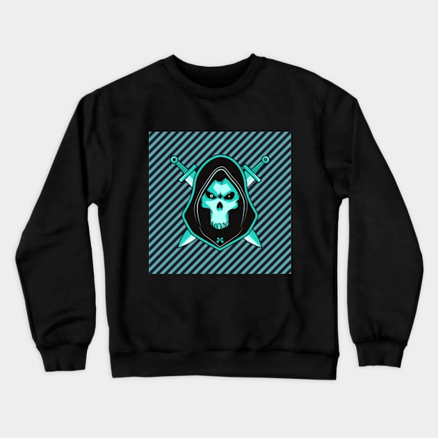 gamer sword and skull illustration Crewneck Sweatshirt by brighter bolder louder